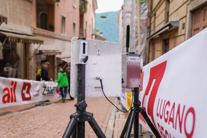 Antenne de chronométrage SAMO à lugano suisse pendant la swiss bike cup